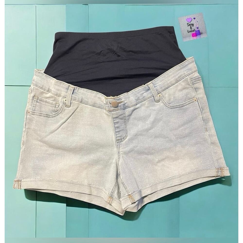Time and Tru Maternity Denim Shorts Womens XL 16-18 Light Wash Blue